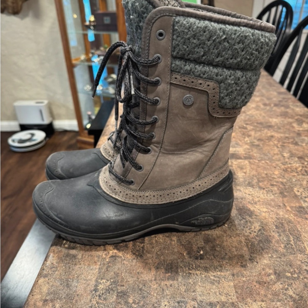 The North Face Gray and Brown Winter Boots